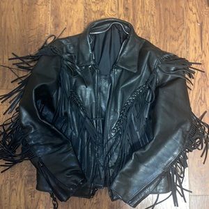COWBOY / BIKER LEATHER JACKET/ fringe